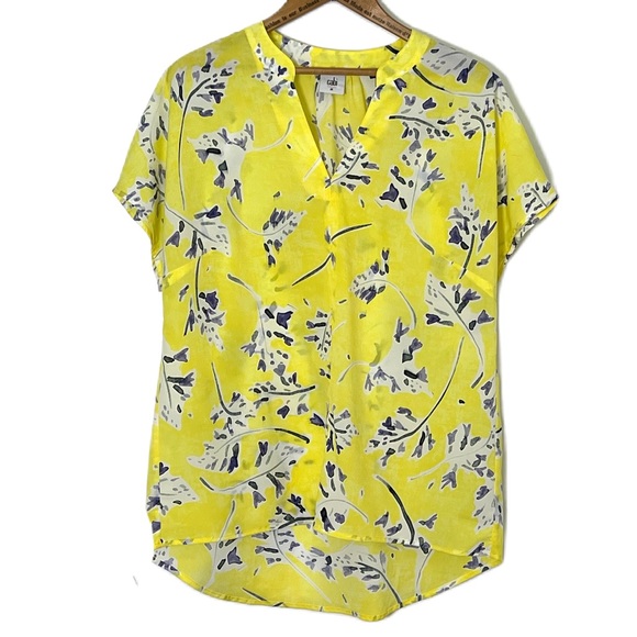 CAbi Stevie short sleeve bright flowy floral spring/summer blouse/top size M - Picture 2 of 11